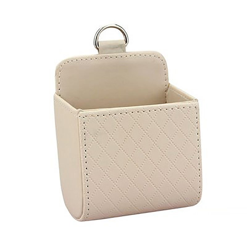Borsa portaoggetti per auto presa d'aria cruscotto appeso scatola portaoggetti in pelle PU occhiali porta telefono accessori interni per auto: WHITE