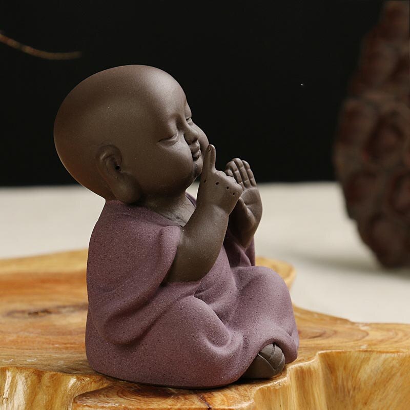 Auténtico Yixing té de arcilla púrpura mascota Kungfu juego de té accesorios hechos a mano encantador té monje mascota coche ornamento Zisha decoración artesanía