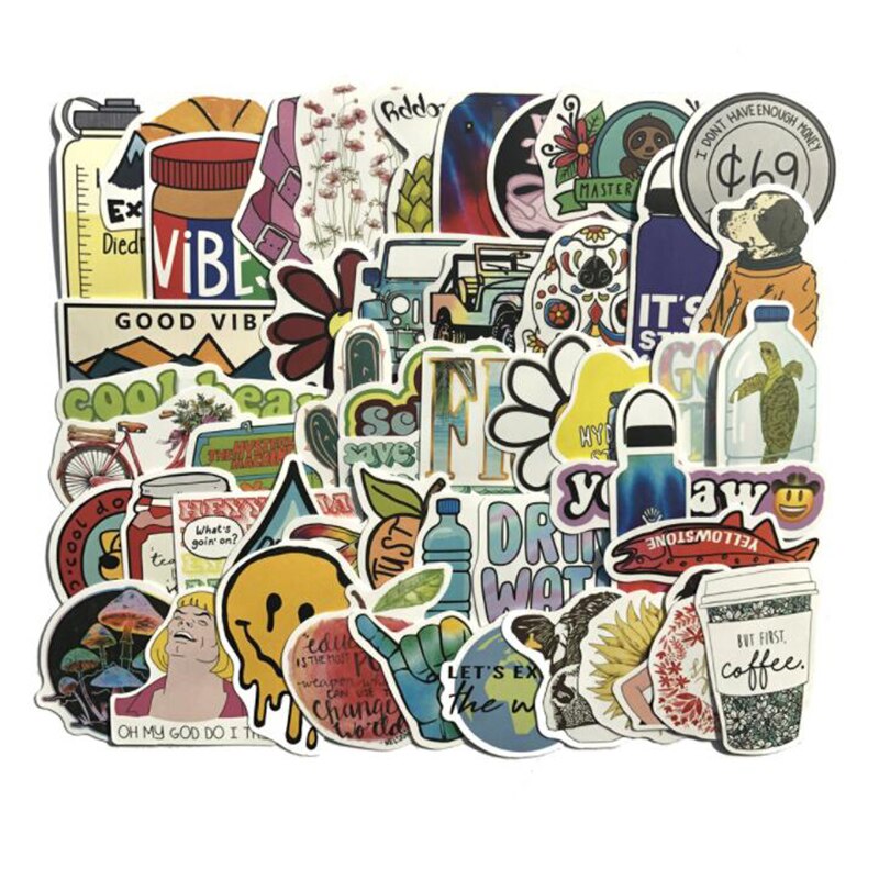 50pcs Cartoon Stickers Cute Kids Child Stickers Waterproof Animal Stickers Biker Motor DIY Stickers Pack Decal Laptop Sticker