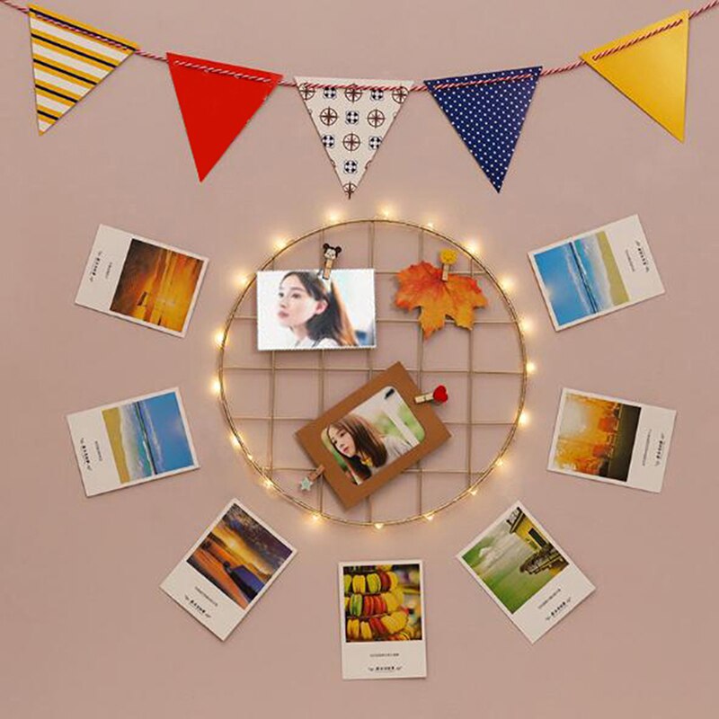 Metal Grid Decor Photo Frame Wall Art Display Mesh Storage Shelf Organizer Rack