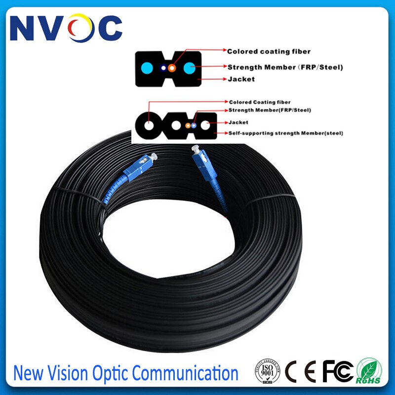 200M Outdoor FTTH Fibra Ottica di Goccia Cavo Patch Cord SC/APC di SC/APC Duplex SM G657A2 LSZH 2core GJYXCH di Goccia Cavo Patch Cord