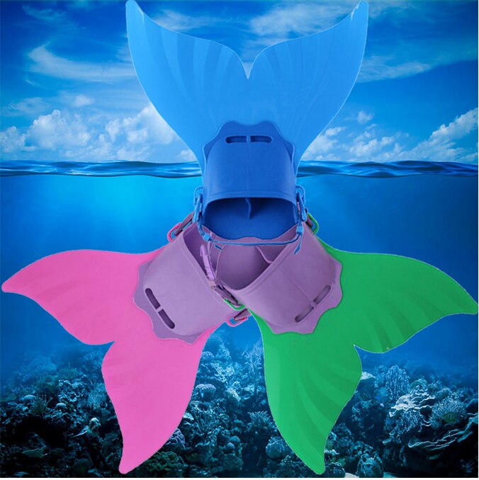One Piece Whale Tail Fins Cartoon Mermaid Shaped Fins Children Swimming Training Fins