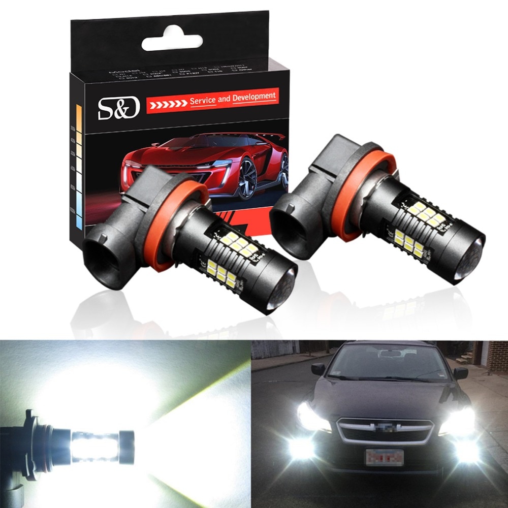 2 stücke H8 H11 LED Auto Lichter LED-lampen 9005 HB3 9006 HB4 Weiß Tagfahrlicht DRL Nebel Licht 6000K 12V Fahren Lampe 6000K