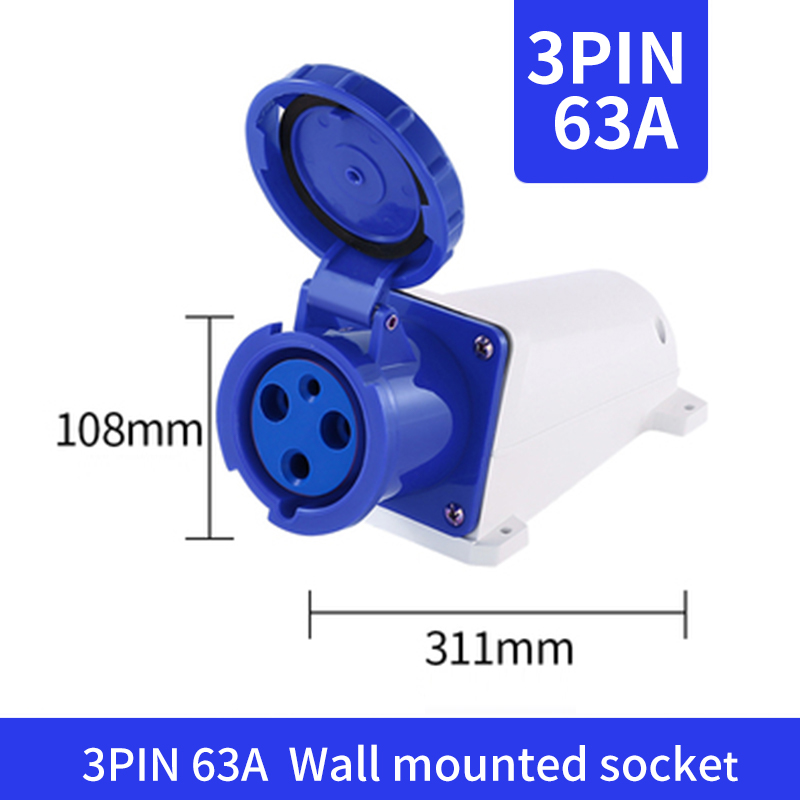 Waterproof Industrial Plug3 Pole 4 Pole 5 Pin dustproof socket IP67 Male and Female 63a 125a Mounted industrial socket 380V 415V: Lavender