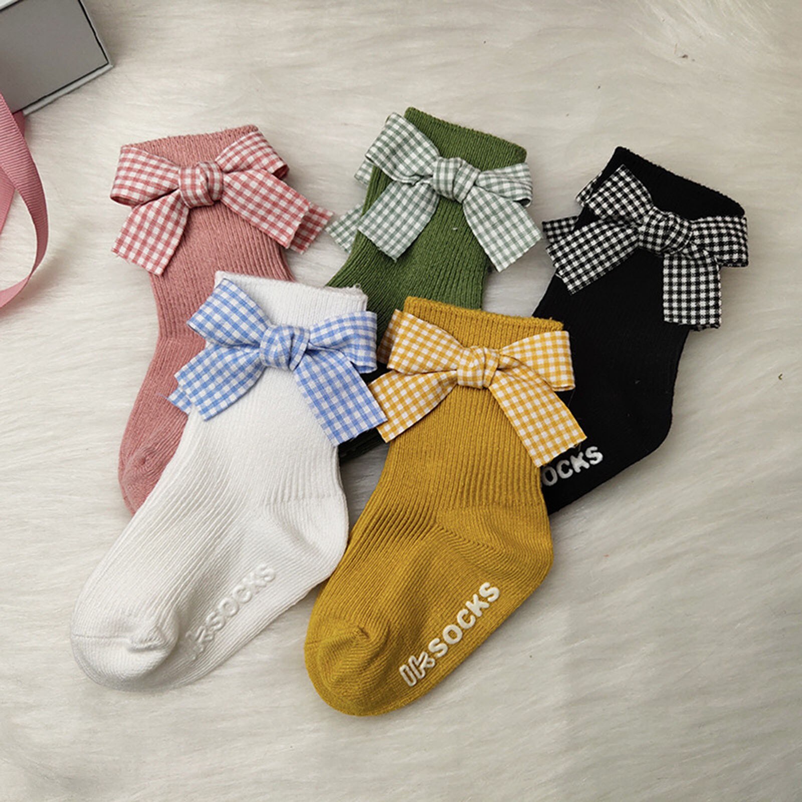 Baby Baby Meisje Kant Prinses Sokken Geribbelde Gebreide Effen Kleur Anti-Slip Medium Buis Sokken Kid Turn Manchet Ruche floor Kousen