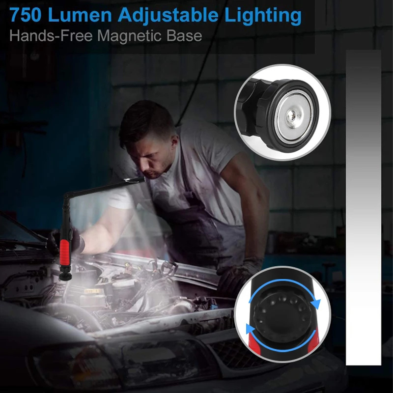 COB LED Taschenlampe Magnetische Arbeit Licht USB Aufladbare Taschenlampe Haken Tragbare Laterne Inspektion Licht Camping Auto Reparatur Lampe