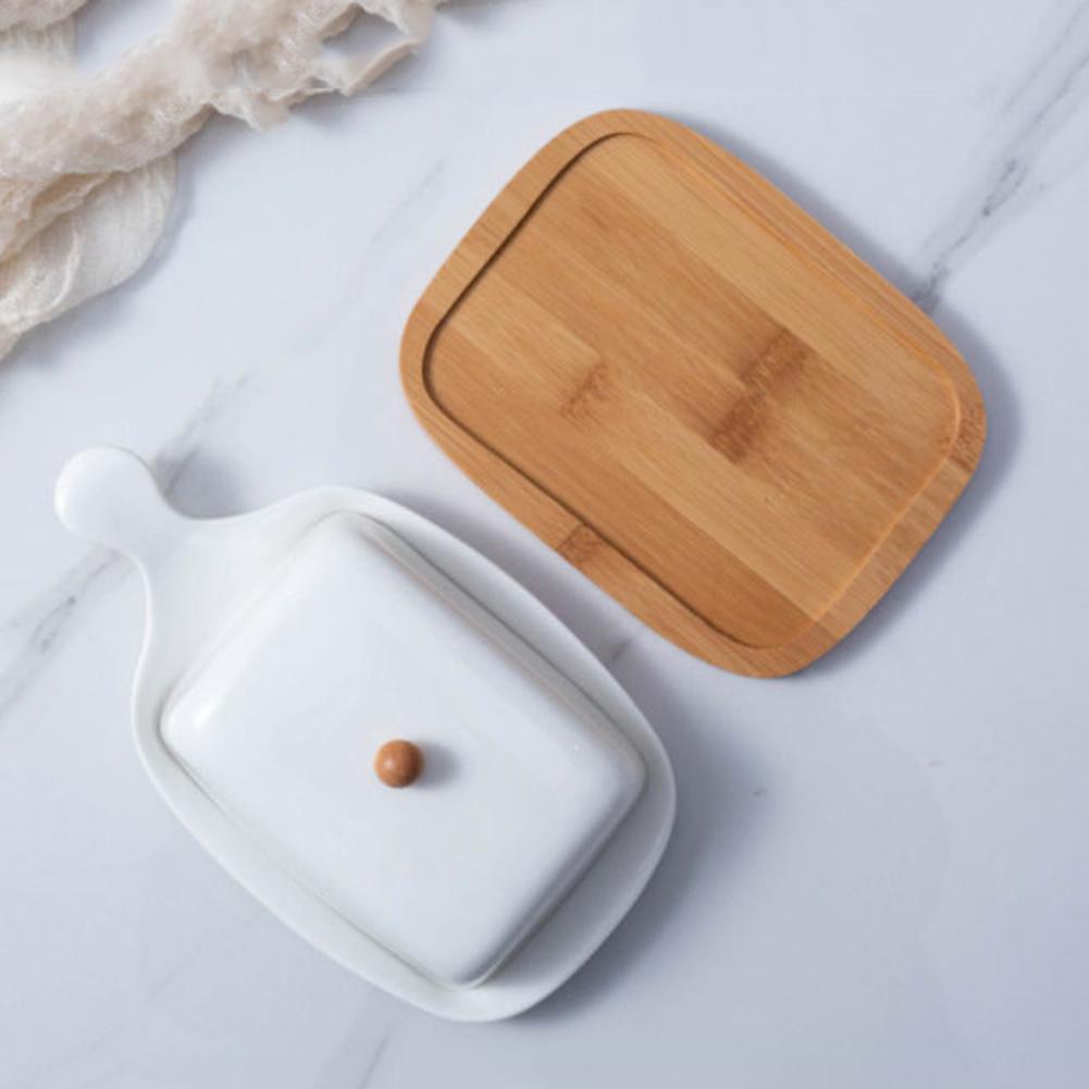 1pc Porcelain Butter Dish With Lid, Perfect For East / West Butter Porcelain Butter Dish With Handle Cheese Dish