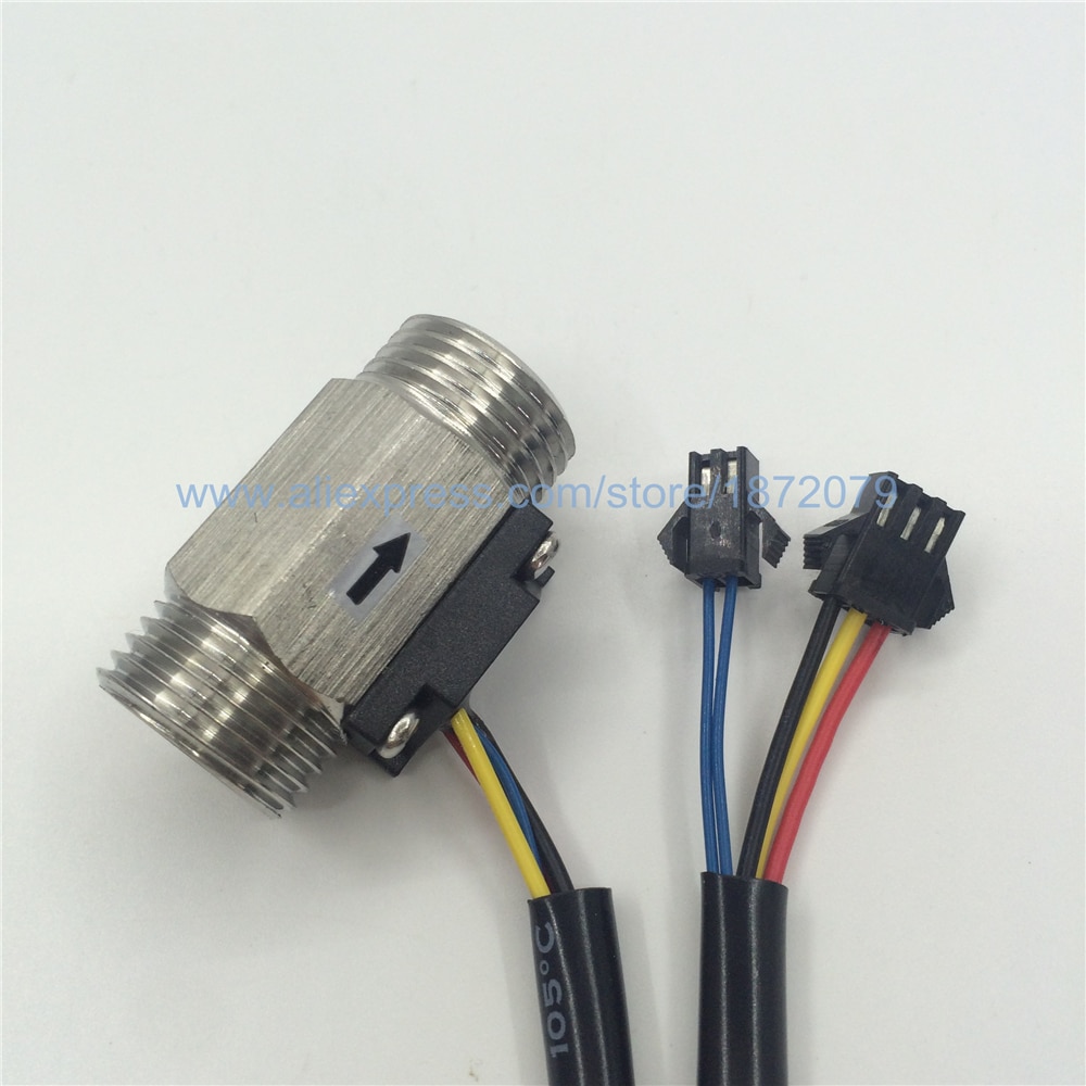 SUS304 G1/2&quot; Water Liquid Temperature Measurement Flow Sensor Meter Hall Effect