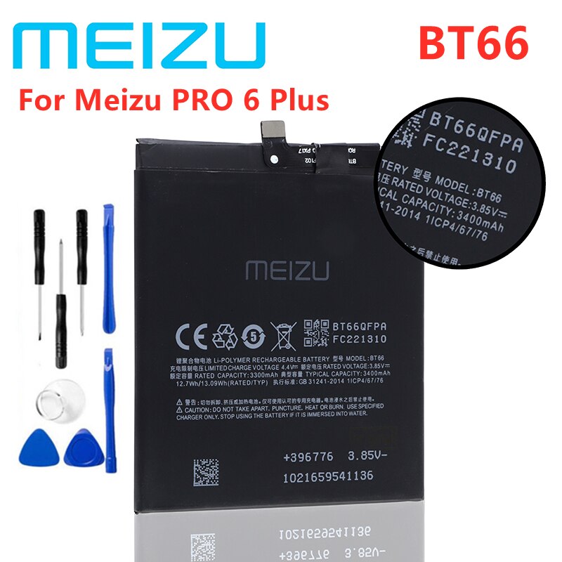 Meizu BT66 3400Mah 100% Originele Batterij Voor Meizu Pro 6 Plus 6 Plus 6 + M686 M686G M686Q Vervanging mobiele Telefoon Batterijen Tool
