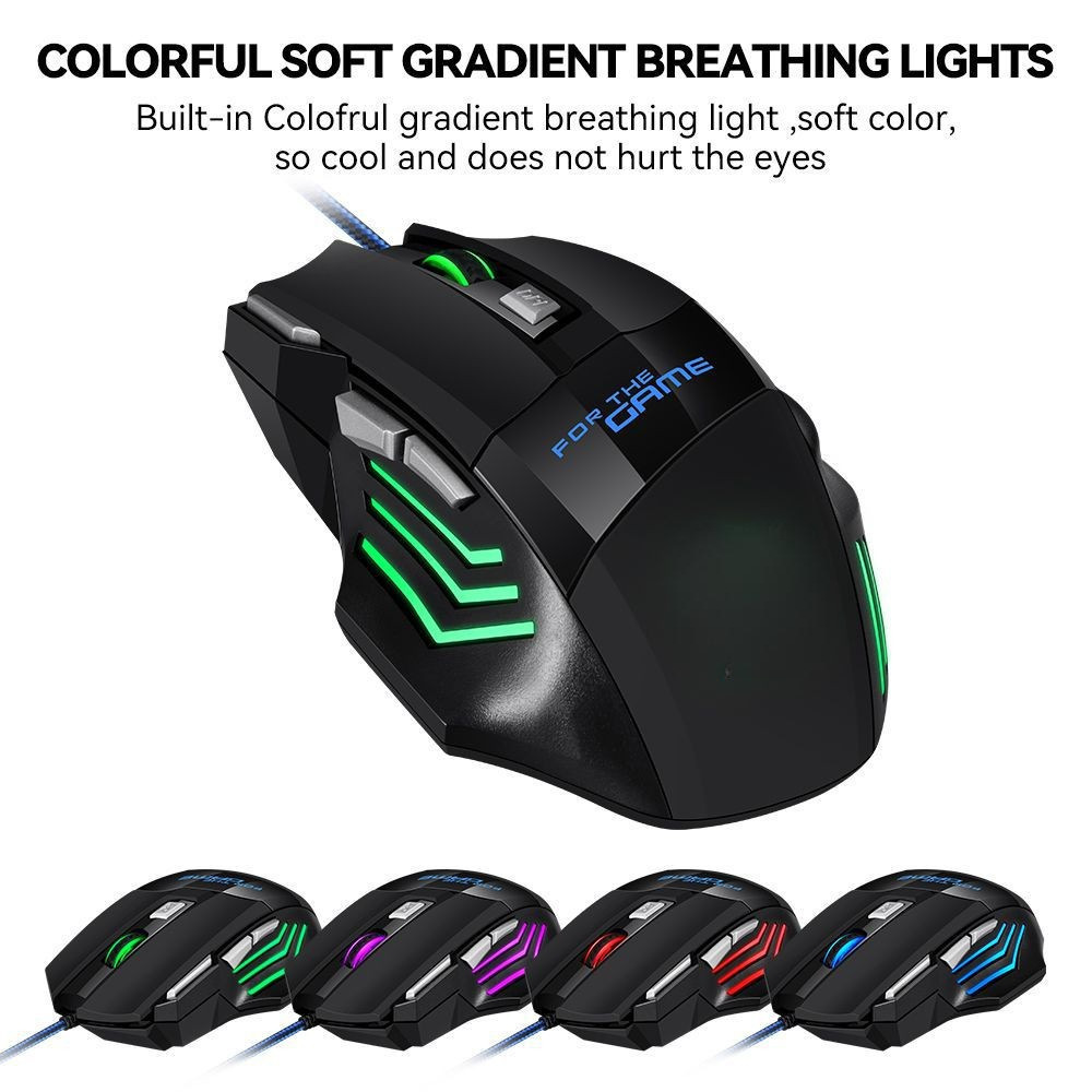 1 PC Hyperspeed USB Gaming Mouse RGB Backlit Ergonomic Gaming Mice 7D Esports Wired Mouse for Laptop PC Gamer