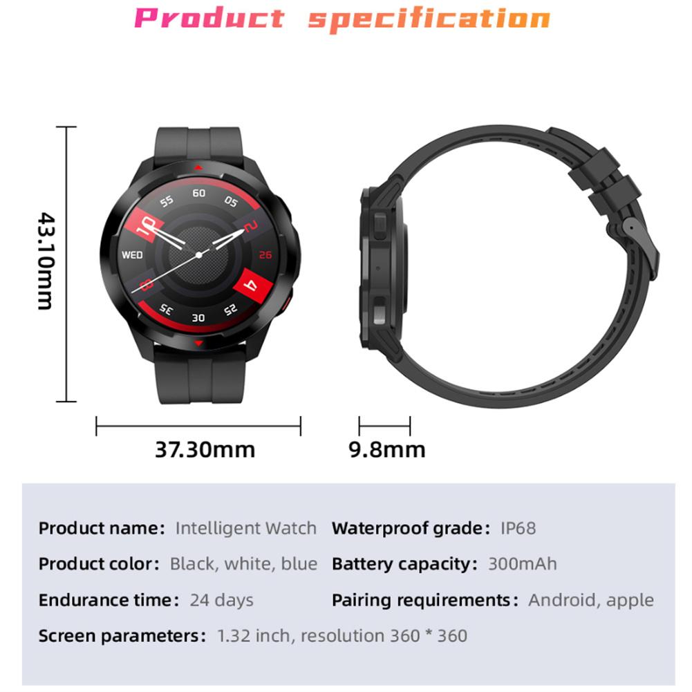 Smartwatch mit mt13 1.32 zoll-display (360 x 360 hd zoll), bluetooth-funktion, anruffunktion, blutsauerstoffmessung, herzfrequenzmessung und wasserdichtem armband