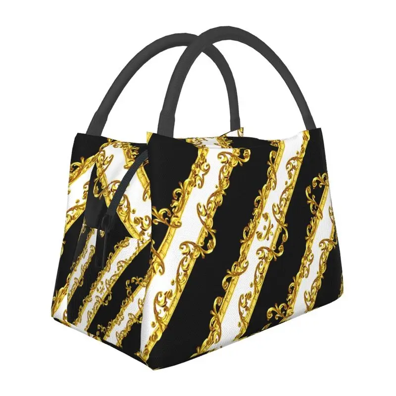 Queen Of Absolutely Everything Gold Baroque Insulated Lunch Bags for School Office Leakproof Cooler Thermal Bento Box Women: green