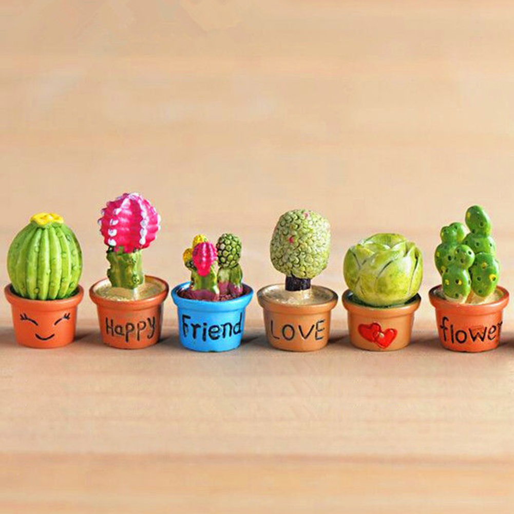 1pc søde små kunstige planter i harpiks i potte, blomst kaktus miniature dukkehus indretning gør det selv dekoration gård & have indretning