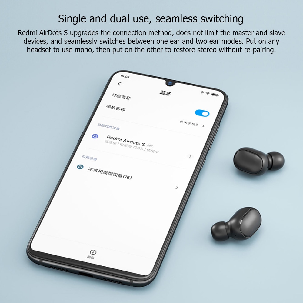 Original Xiaomi Redmi Airdots 2 TWS Earphone True Wireless Bluetooth 5.0 Stereo Bass With Mic Handsfree Earbuds Xiomi Headphones