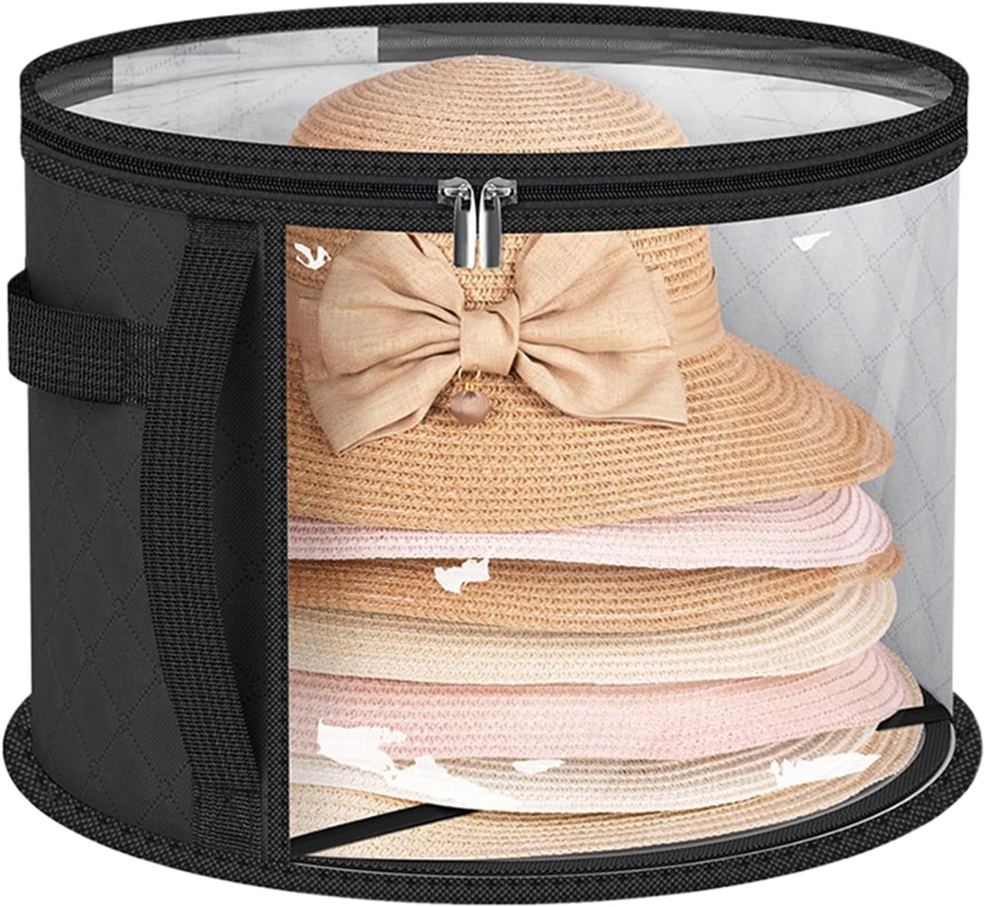 Hat Storage Box Non-woven Clear Storage Bucket Foldable Travel Storage Box with Zipper Clothes Hat Large Capacity Organizing Bag: Chocolate