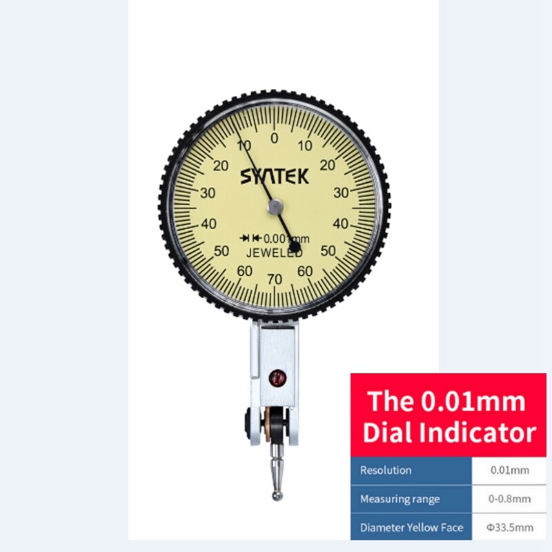 Portable 0.01mm Lever Indicator Shockproof Dial Test 0-0.8mm Dial Gauge Analog Display Level Indicator Micrometer Measure Tools: 0.01mmx33.5