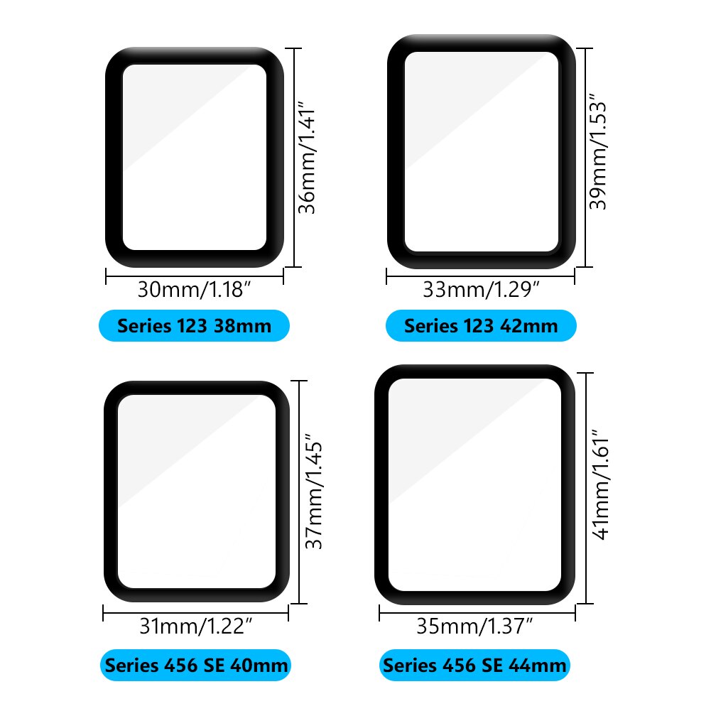 Protecteur d'écran pour Apple Watch, en verre trempé 3D, pour IWatch série 6 5 4 3 2 1 SE, 38mm, 42mm, 40mm, 44mm, 1/2/3 pièces