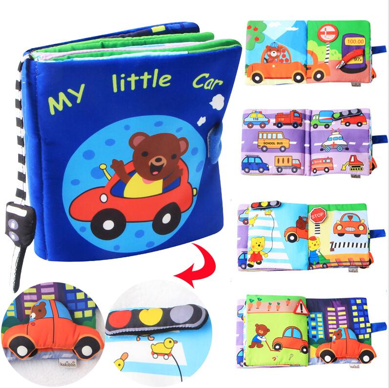 Soft Books Infant Early cognitive Development My Quiet Bookes baby goodnight educational Unfolding Cloth Book Activity Book DS19: car