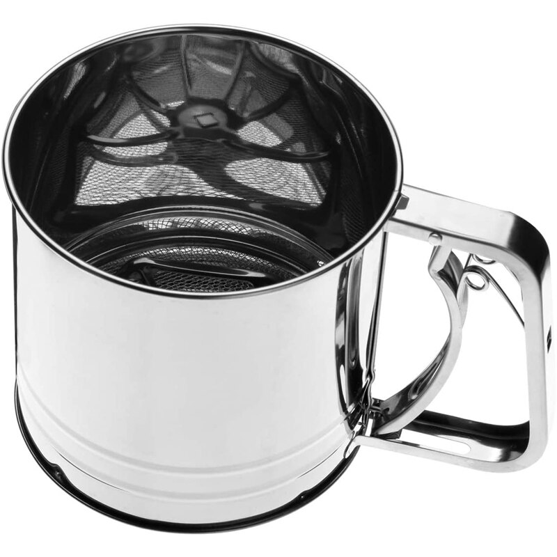 Handpressa fint nät mjölsikt-rostfritt stål -3 stycken-pulveriserade sockersifter diy bakverktyg