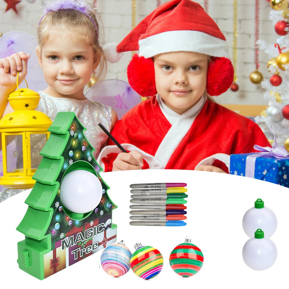 Newest Christmas Tree Painting Ball Christmas Magic Tree Jewelry DIY Christmas Ornaments Xmas Tree Decor Kit Painting Ball Toy