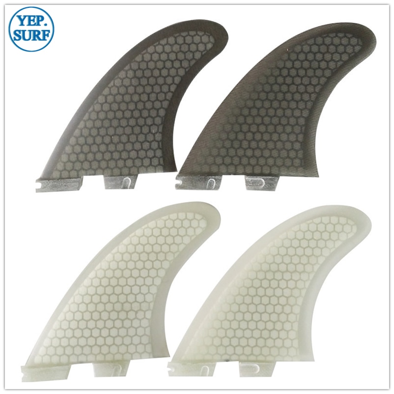 Double TabsII TWIN FIN Surfboard Fins TWIN FIN black color/white color quillas surf fins Yepsurf surf fins Fiberglass Honeycomb