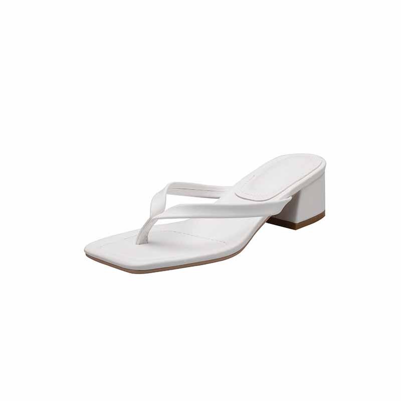 Femmes D'été Pantoufles À Talons Hauts Épais Babouches femmes Plage Tongs Sandales Plate-Forme Causal Chaussures Solides: white / 38