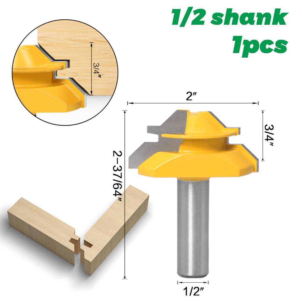 Tongue and Groove Router Bit Tool Set ½'' Shank With 45° Lock Miter Bit ½'' 12mm Shank - Solid Steel, Anti Kickback: 1pcs 12.7mm shank