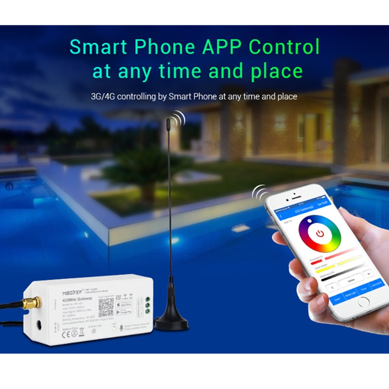 Miboxer WL-433 433MHz passerelle DC5V/500mA WiFi RF DMX512(1990) Smartphone APP contrôle pour MiBOXER 433MHz série produits mi-lumière