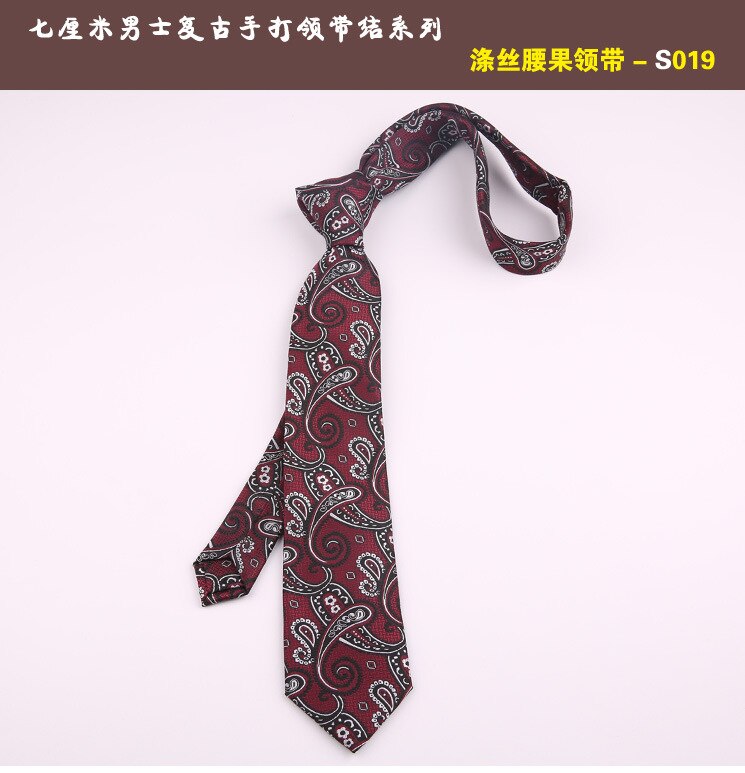 7cm cravates décontracté pour hommes Cravate maigre Polyester Vintage cajou fleur Cravate affaires chemise mince accessoires Cravate: 019