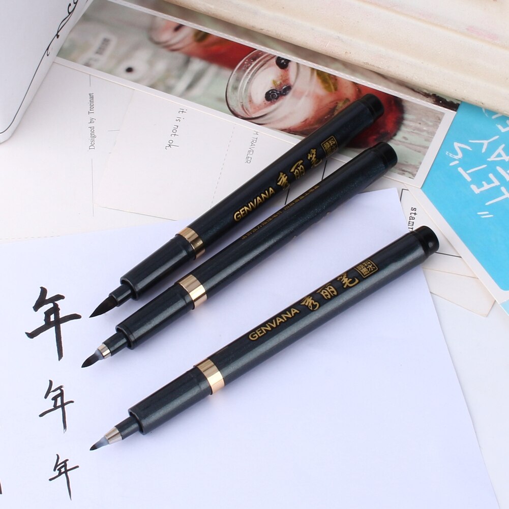 3 st kalligrafi shodo pensel bläck penna skriva teckning hantverk blandat hår för kinesisk japansk kalligrafi litet vanligt manus