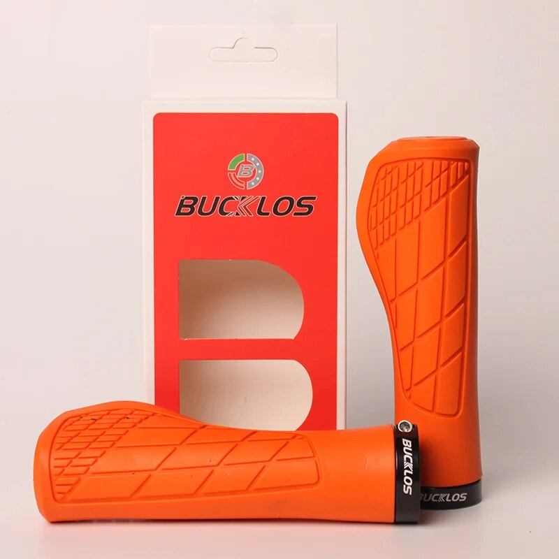 BUCKLOS Bicycle Handlebar Grip Ruber Bike Handle Bar Grips Shock Absorbing Lockable MTB Cuffs Cycling Accessories: Orange