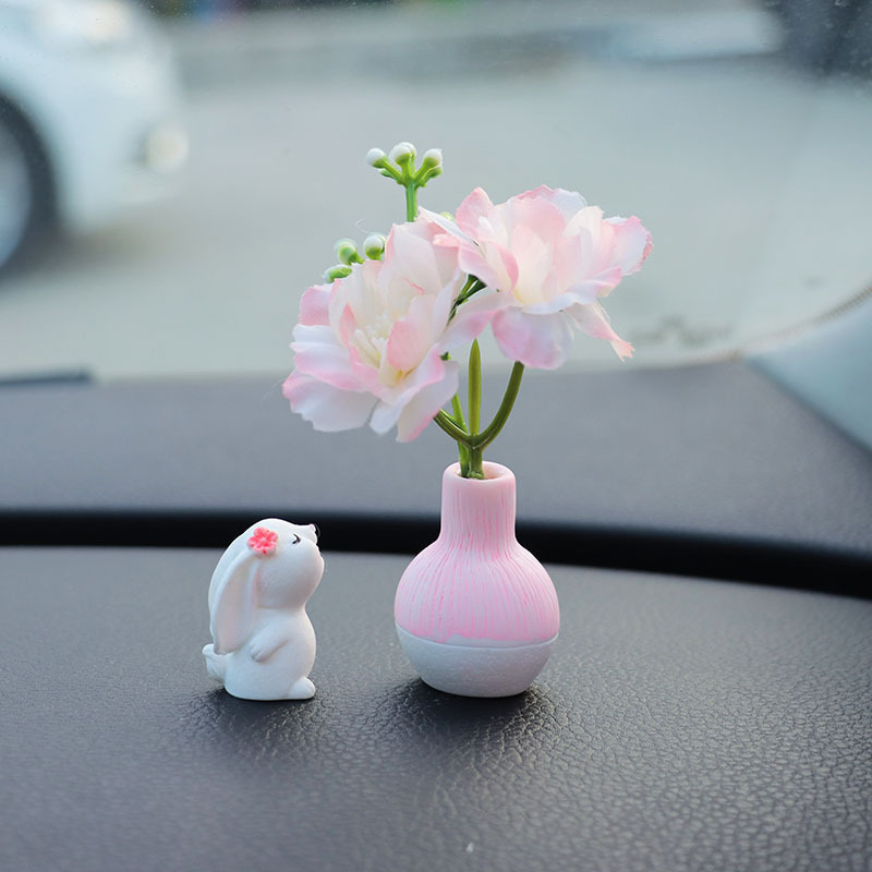 Adornos bonitos para decoración Interior de coche, flores con olor, conejito, tablero decorativo para coche: YELLOW