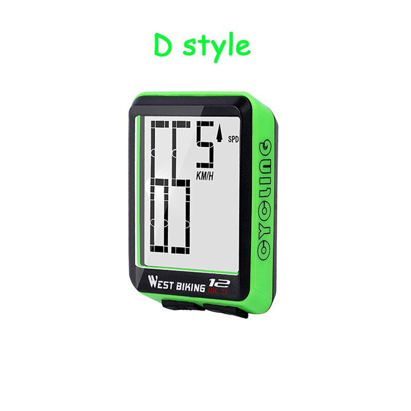 WEST BIKING Portable Bicycle Computer Wireless Wired Backlight Digital Speedometer Bike Computer Ultralight Bicycle Accessories: D wireless green