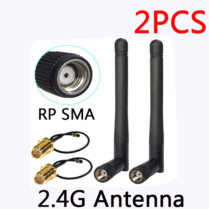 RP-SMA de Antena wifi de 2,4 GHz, conector macho de 2 piezas, 3dBi, 2,4G, IOT + IPX a RP-SMA, Cable de extensión macho: 2PCS FC
