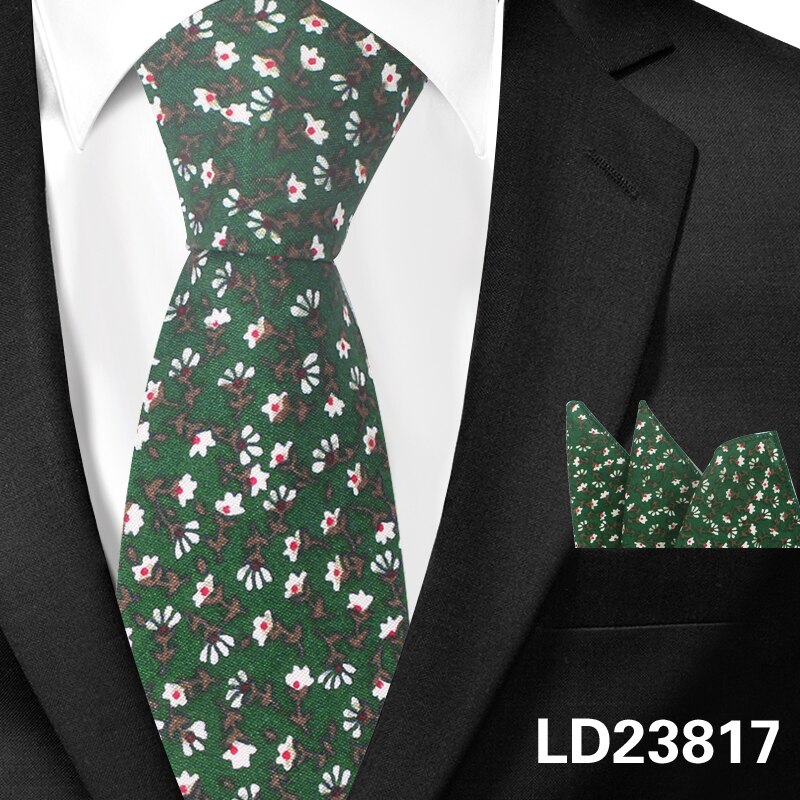Cravate Paisley classique en coton pour hommes, ensemble Hanky pour hommes, cravates formelles à imprimé Floral pour fête de mariage, cravates de cou de marié: LD23817