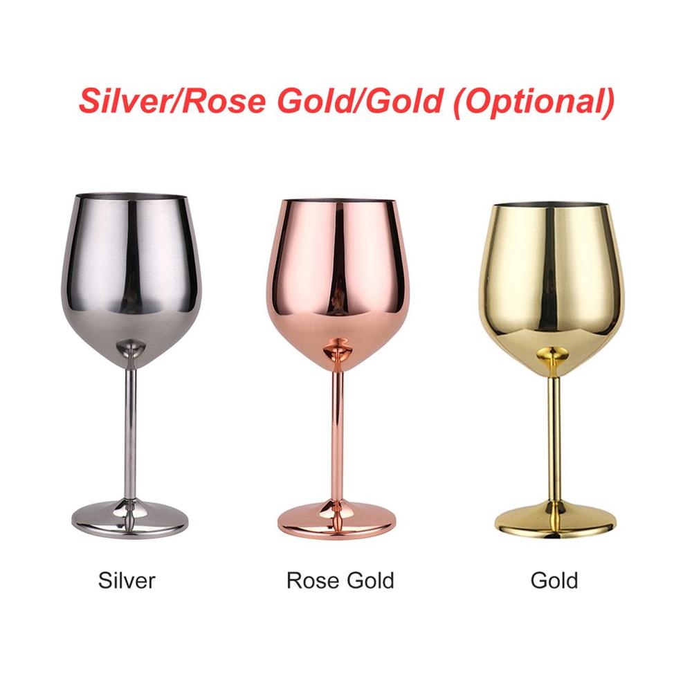 500ml Red Wine Glass Silver Rose Gold Goblets Juice Drink Champagne Goblet Party Barware Kitchen Tools 304 Stainless Steel
