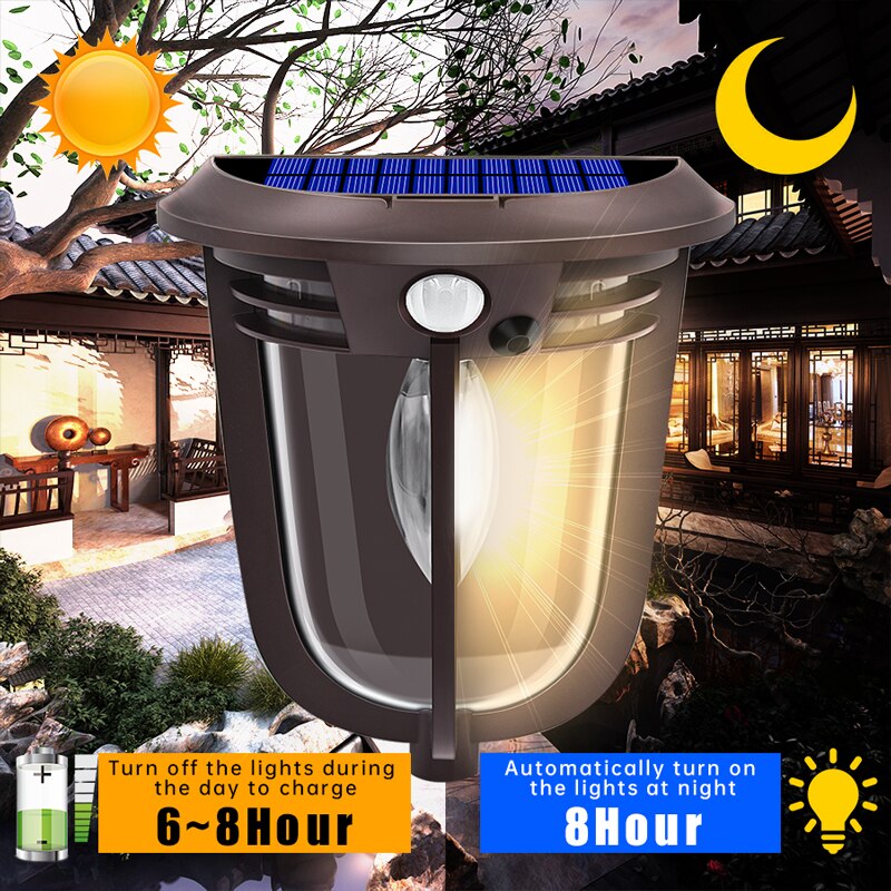 Motion Sensor Wandlamp Solar Veranda Lichten Outdoor Waterdichte Draadloze Retro Decor Verlichting Voor Voordeur Boerderij Hal