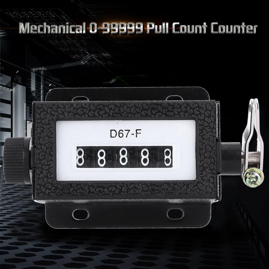 5 Digit Pull Count Counter Mechanical Resettable Counter Rotary Knob with Spring Black Manual Counter 0-99999