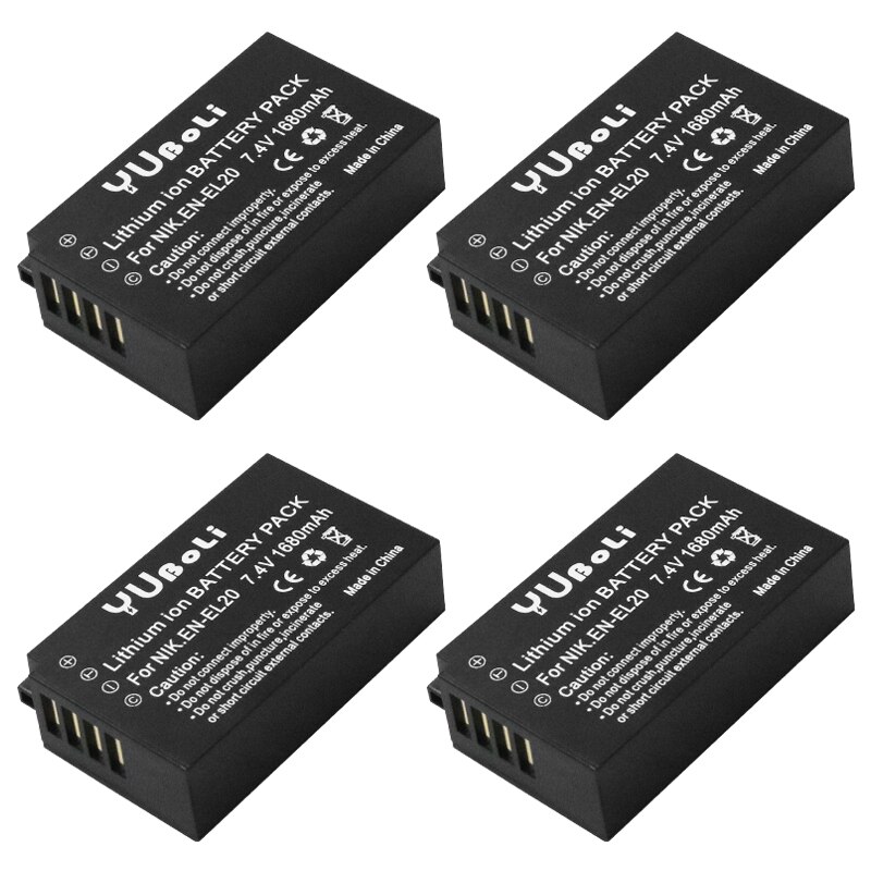 Batería EN-EL20 EN EL20a + cargador USB LED para Nikon Coolpix P1000 Nikon1 J1, J2, J3 Nikon1 AW1 ENEL20: 4battery