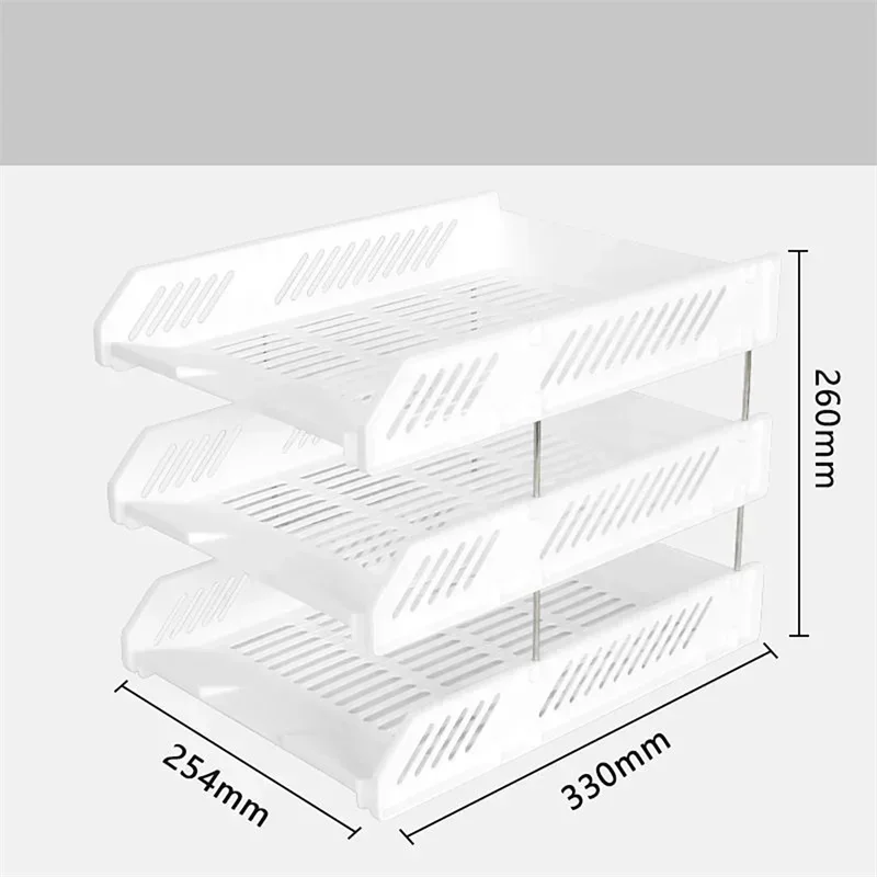 3-stufiger stapelbarer Schreibtisch-Organizer, Papier-Brieftablett, ordentliches Dokumentenregal für den Schreibtisch, Aufbewahrungszubehör für das Büro: WHITE