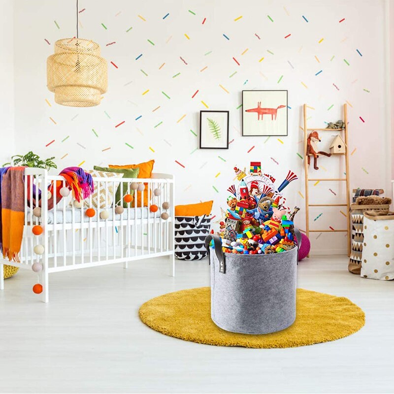 Felt Storage Basket Living Room Tea Table Gray Sundries Storage Basket Cloth Felt Storage Box Bedroom Socks Round Barrel Storage