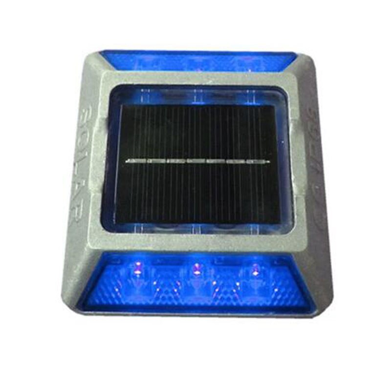 6pcs Blue LED Flashing light Aluminum Solar Road Stud for traffic safety with LED light, Solar Road Marker Light