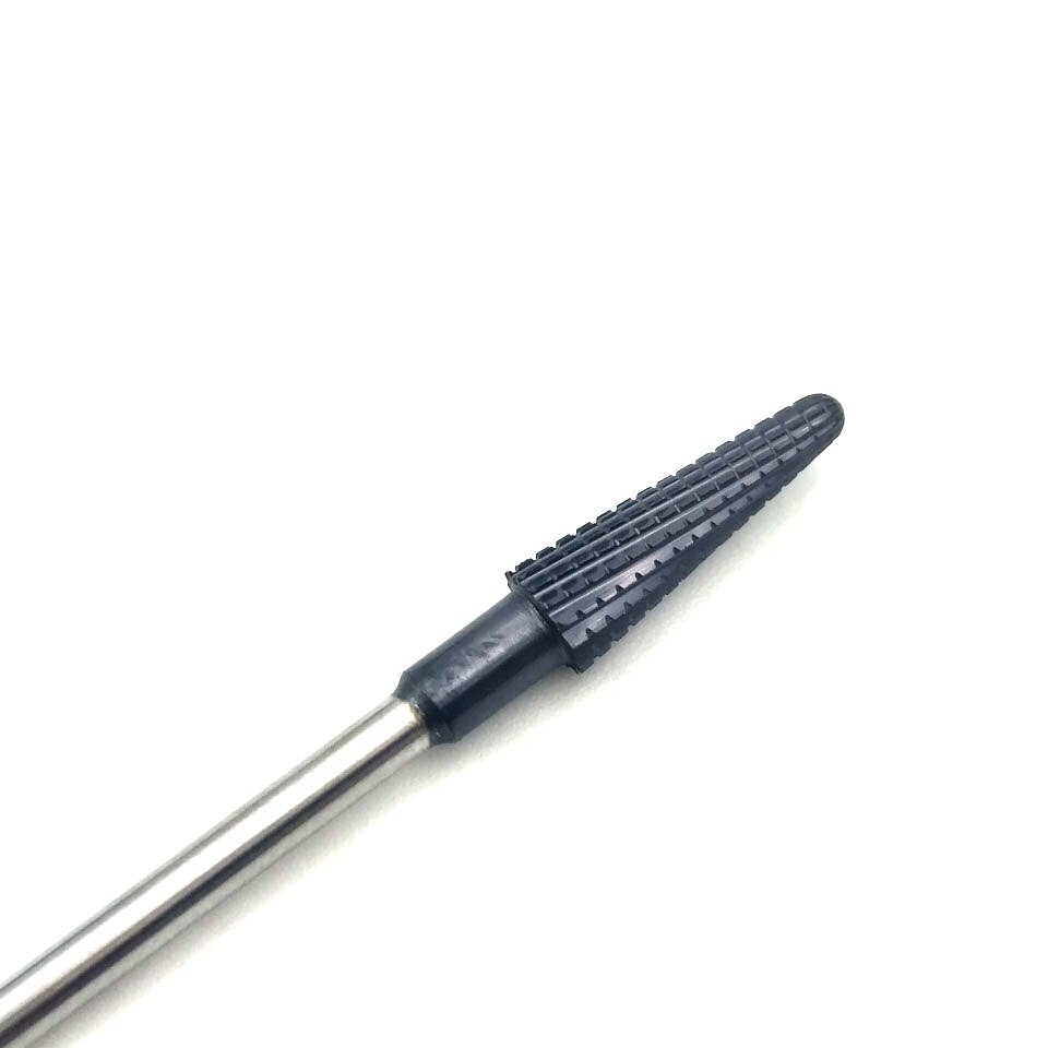 Broca para uñas de carburo de tungsteno de titanio negro de HYTOOS, brocas de cono de 3/32 "para manicura, accesorios, herramientas de fresado de uñas