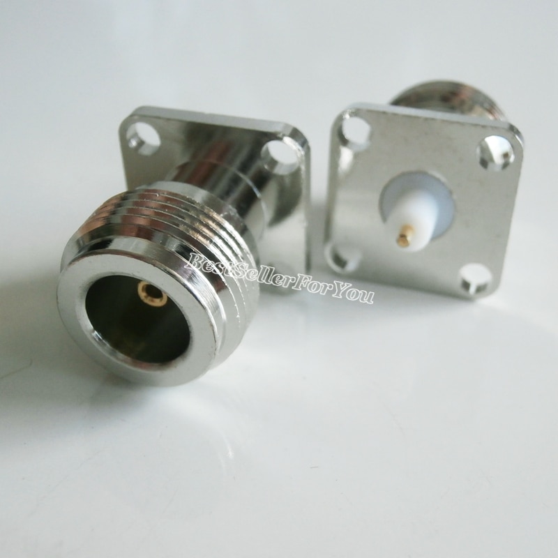 1x N Female Panel Mount Chassis with 4 Holes Flange PTFE Solder Connector 17.5mm
