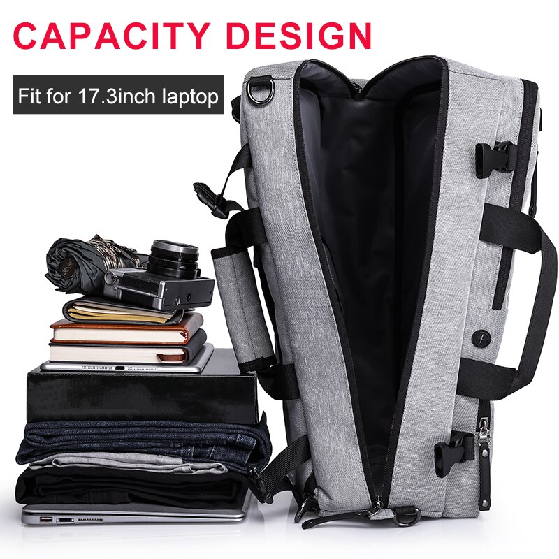 KAKA – sac à dos fonctionnel pour ordinateur portable 15.6 pouces pour hommes, grande capacité, bagages à bandoulière gris, sac à dos de loisirs
