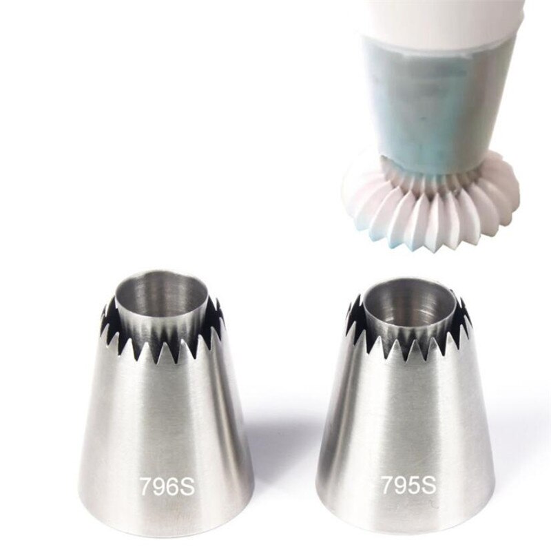 2Pcs Sultan tube Russian Pastry Tip Icing Piping Stainlessl Steel Nozzles Large Icing Piping Nozzles Cupcake Baking Tools: Default Title