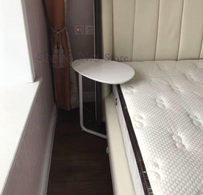 Nordisk minimalistisk soveværelse sengebord oval massivt træ læsebord balkon lille sofabord sofa mini hjørnebord: Gnister  fy 6