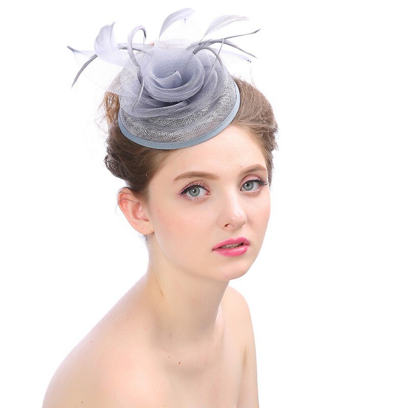 Chapeau de mariée en dentelle, couvre-chef de mariée, fleur, visage, voile de cage à oiseaux, accessoires de mariage fascinants pour femmes: Silver