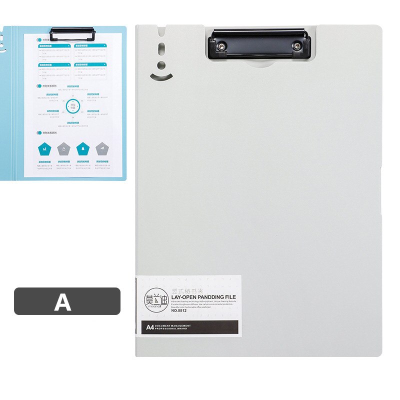 Kawaii – classeur Morandi A4, avec Clip en métal, rangement du papier de Test, bloc-notes, presse-papiers, papeterie fournitures de bureau: A White