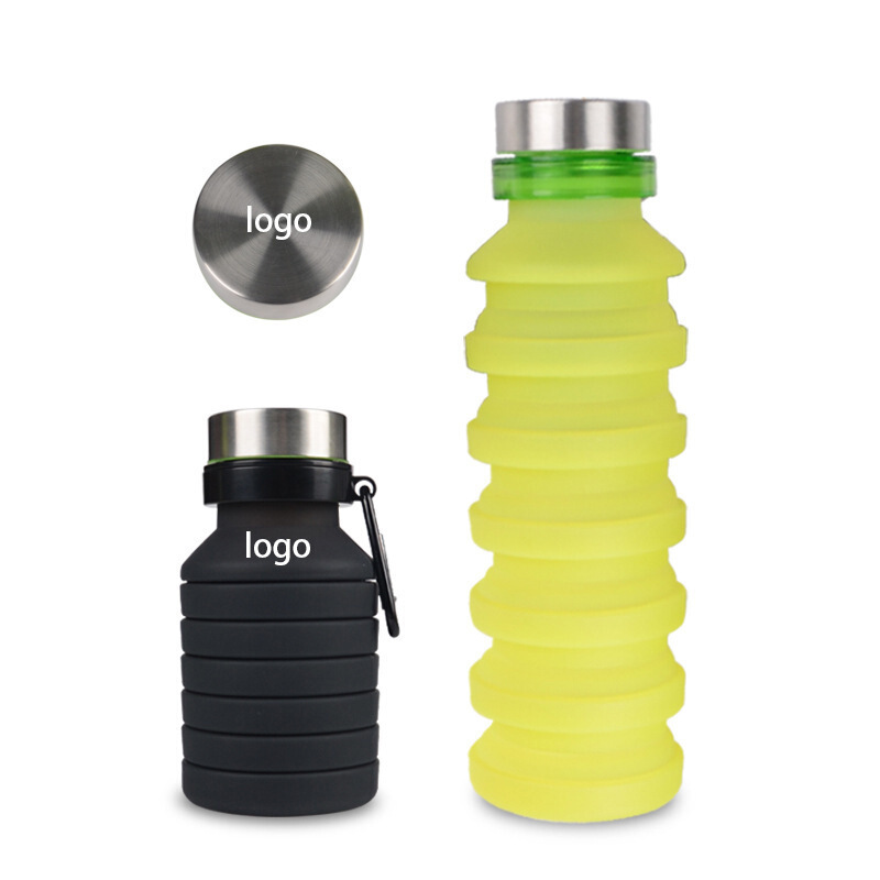 Silikone foldning udendørs rejse sport flaske 550ml store kapacitet bærbar tilbagetrækkelig kop glas vandflaske
